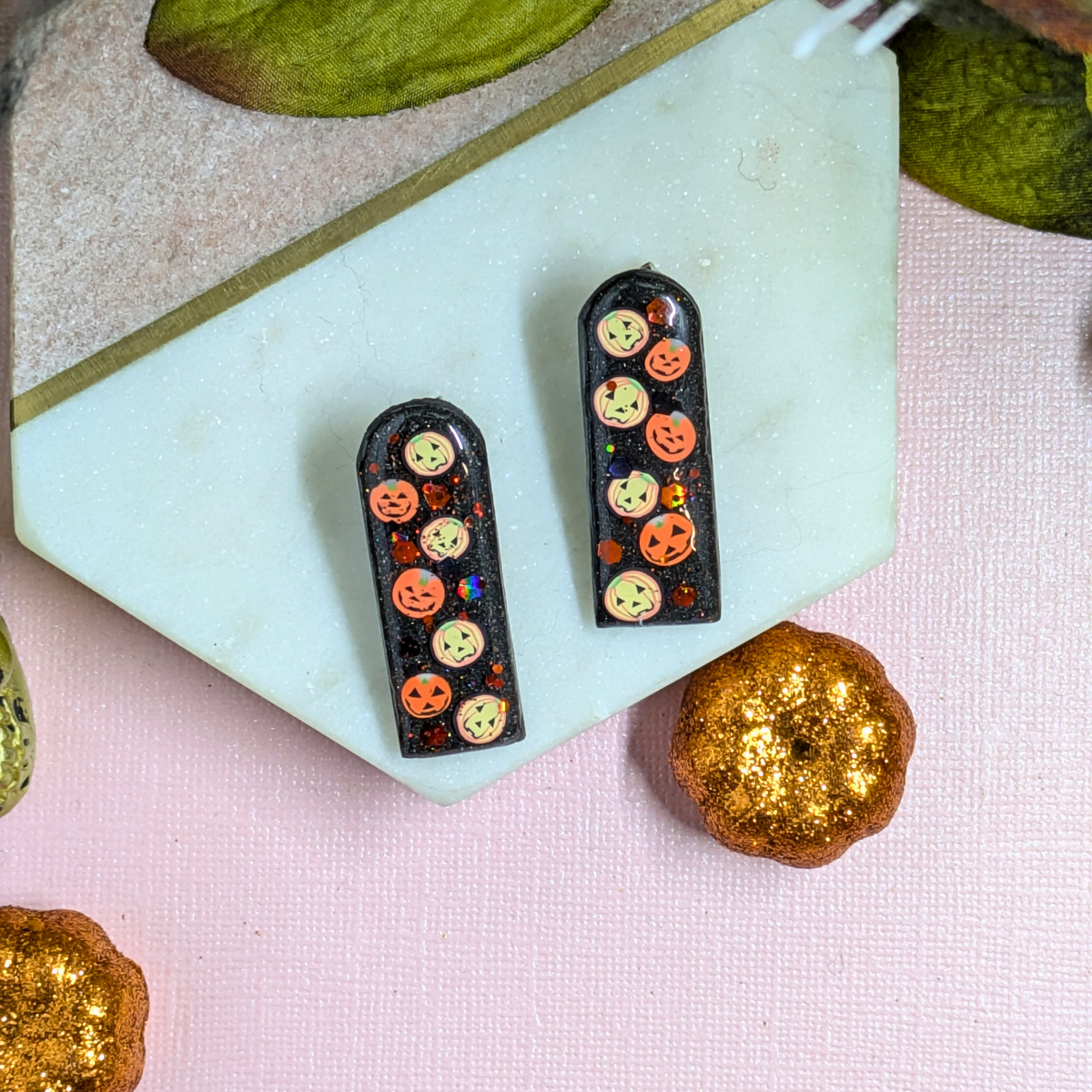 Pumpkin Arch Polymer Clay Stud Earrings