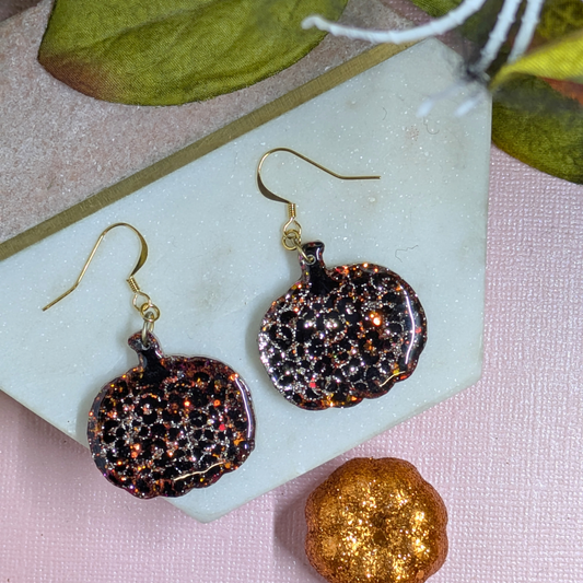 Animal Print Pumpkin Resin Dangle Earrings