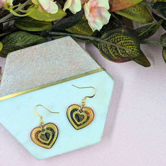 "Annabel" Heart Alcohol Ink Dangle Earrings