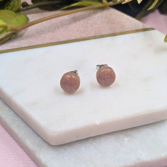 Bridget Caramel Dust Glitter Small Resin Stud Earrings | Warm Sparkle by Created By Lau