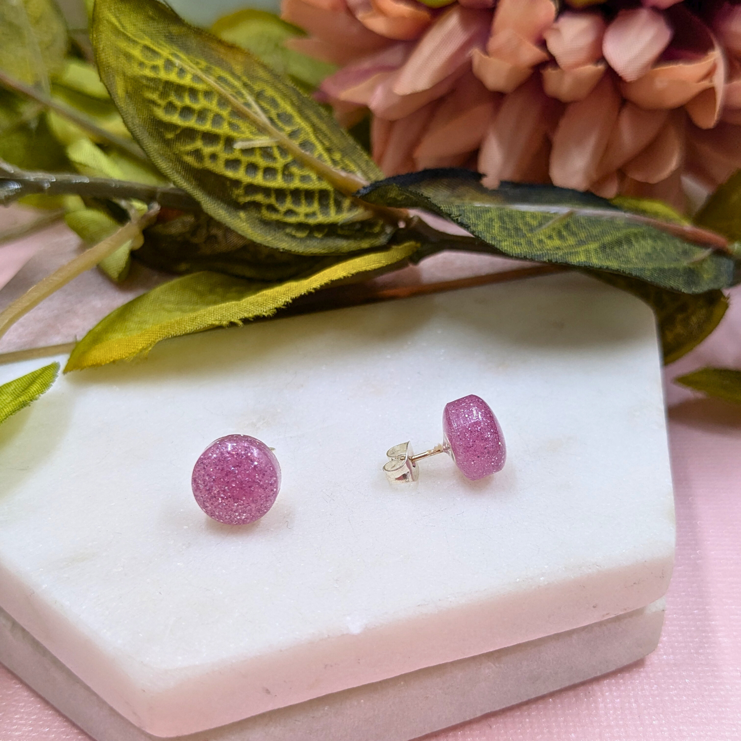 Bridget Flamingo Glitter Small Resin Stud Earrings