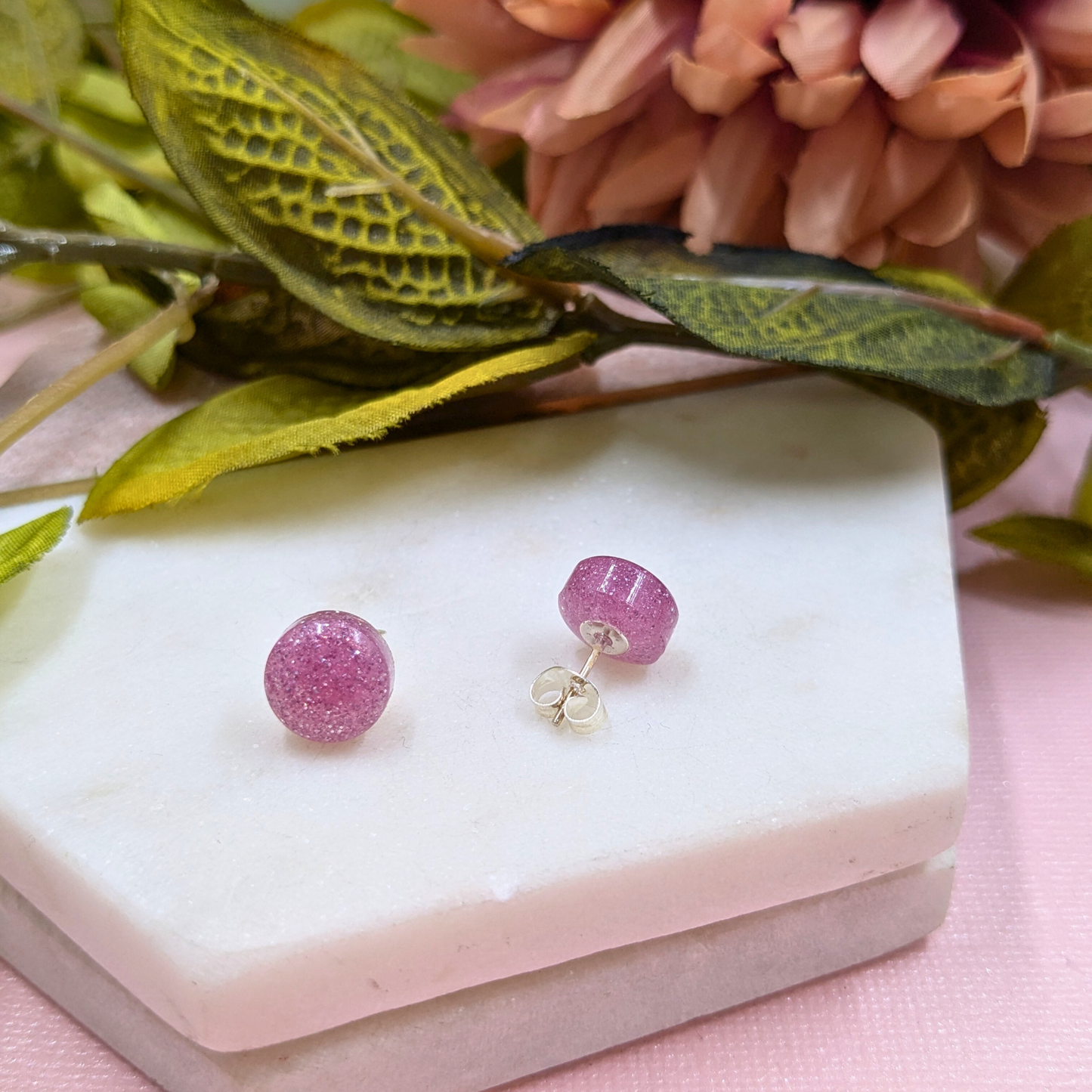 Bridget Flamingo Glitter Small Resin Stud Earrings