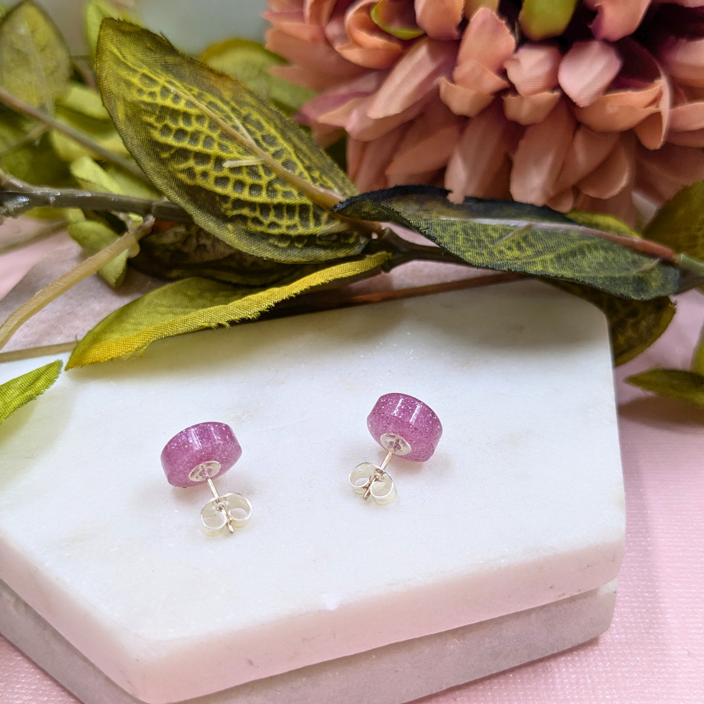 Bridget Flamingo Glitter Small Resin Stud Earrings