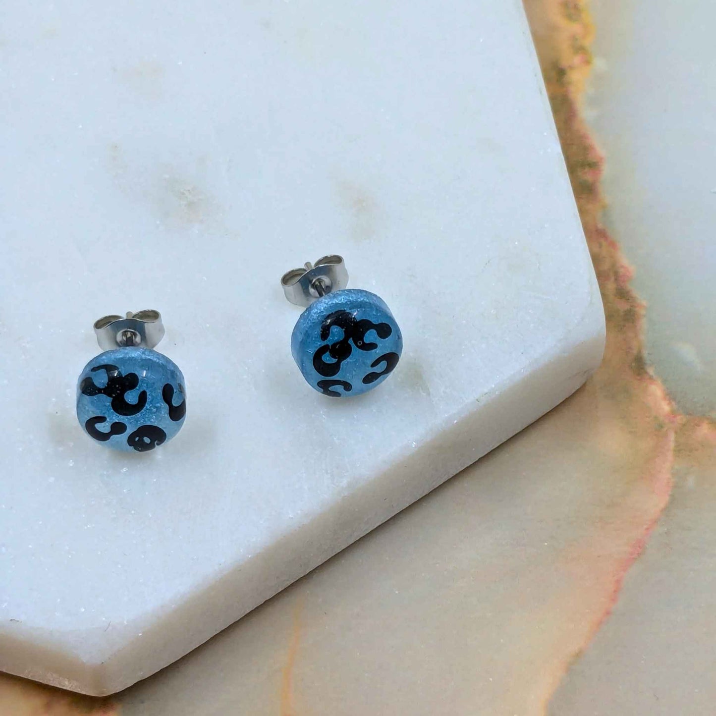 Bridget Leopard Small Resin Stud Earrings | Handmade Bold Minimalist Jewellery