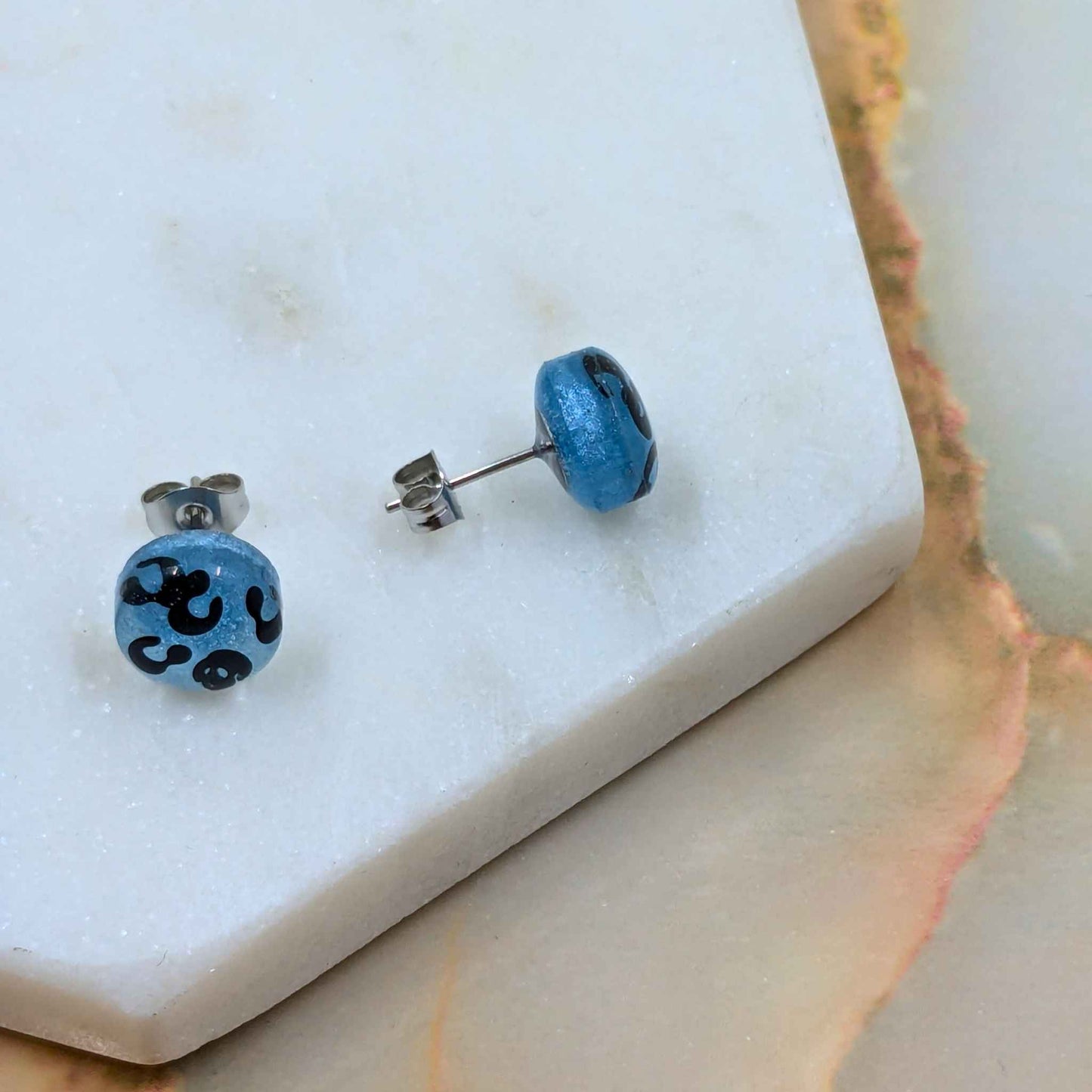 Bridget Leopard Small Resin Stud Earrings | Handmade Bold Minimalist Jewellery