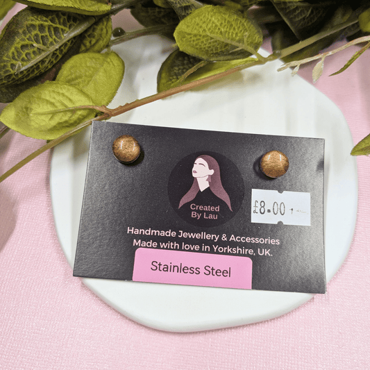 Bridget Metallic Caramel Glitter Small Resin Stud Earrings