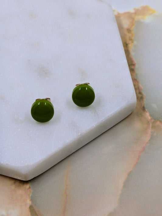 "Bridget" Moss Green Resin Small Studs