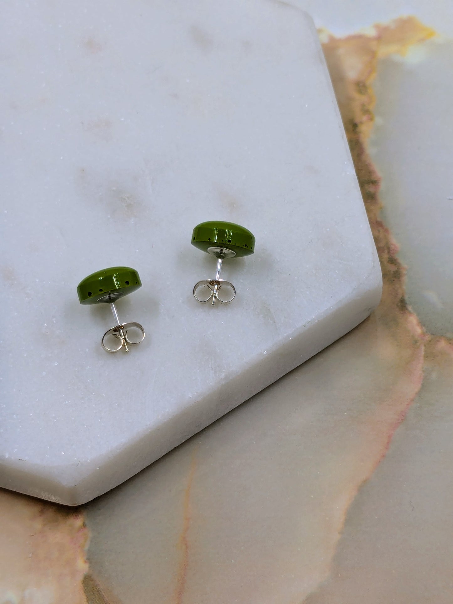 "Bridget" Moss Green Resin Small Studs