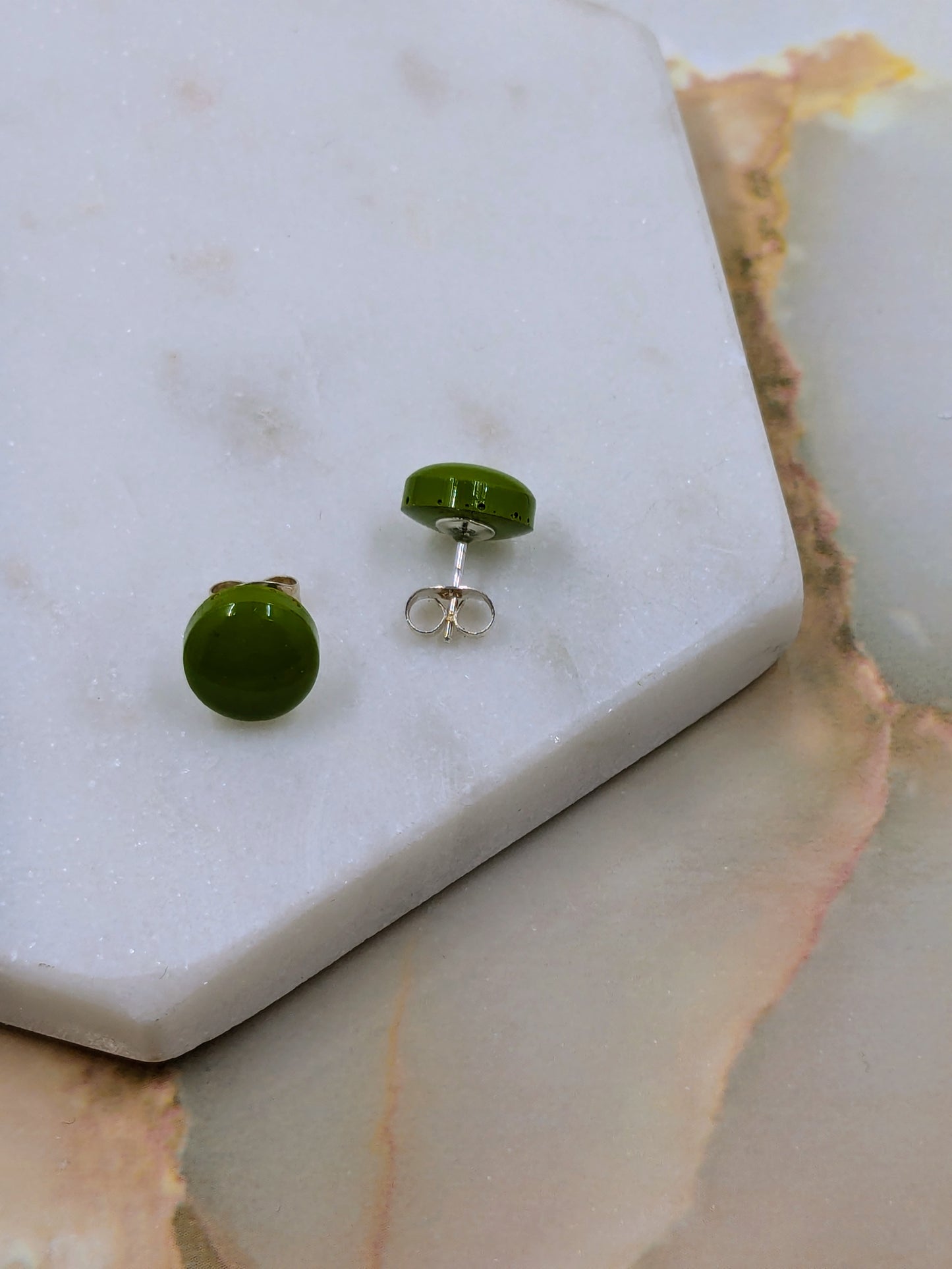 "Bridget" Moss Green Resin Small Studs