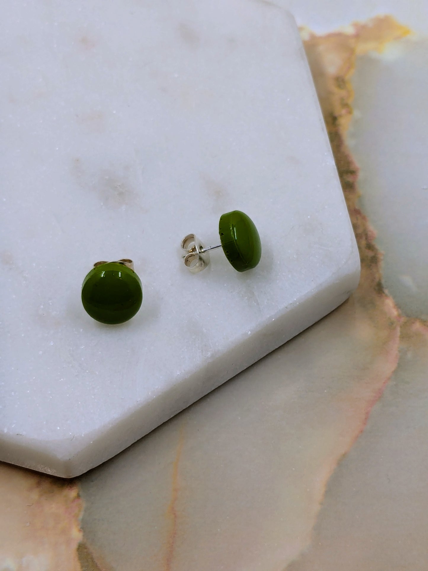 "Bridget" Moss Green Resin Small Studs