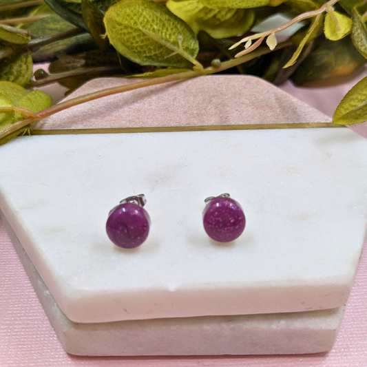 Bridget Mulberry Wine Small Resin Stud Earrings | Rich Colour Jewellery by Created By Lau
