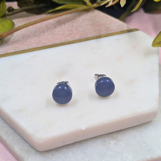 "Bridget" Navy Small Resin Stud Earrings