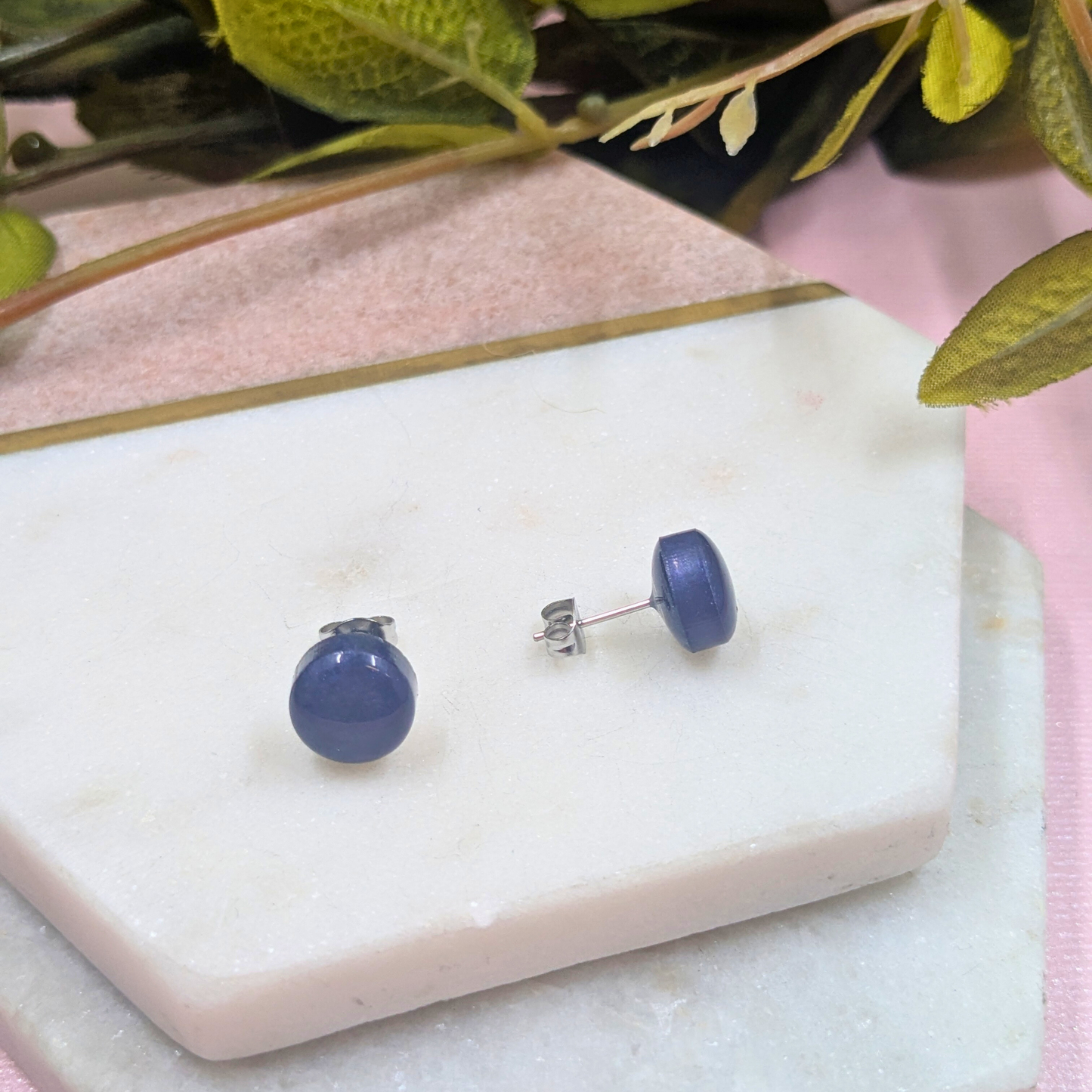 "Bridget" Navy Small Resin Stud Earrings