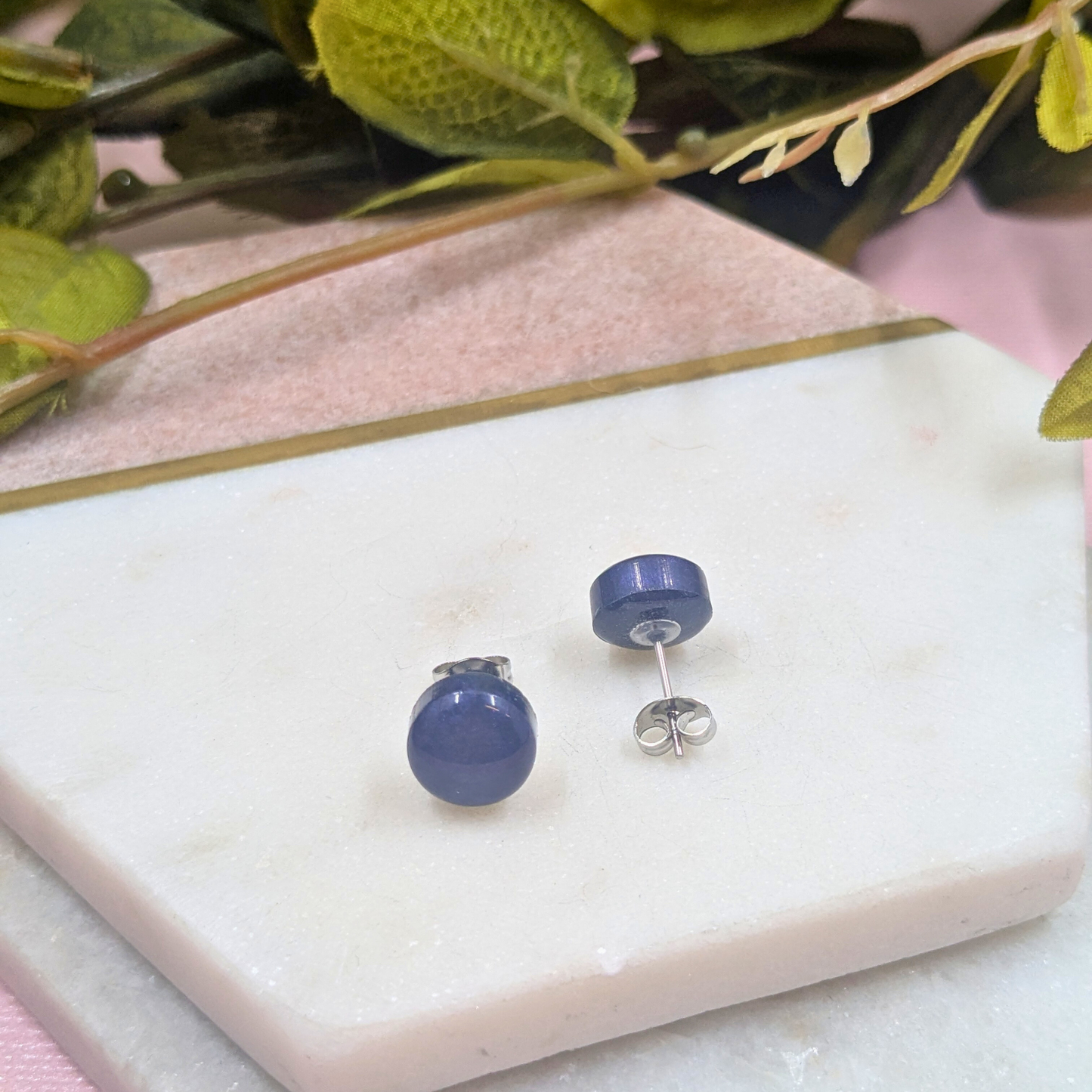 "Bridget" Navy Small Resin Stud Earrings