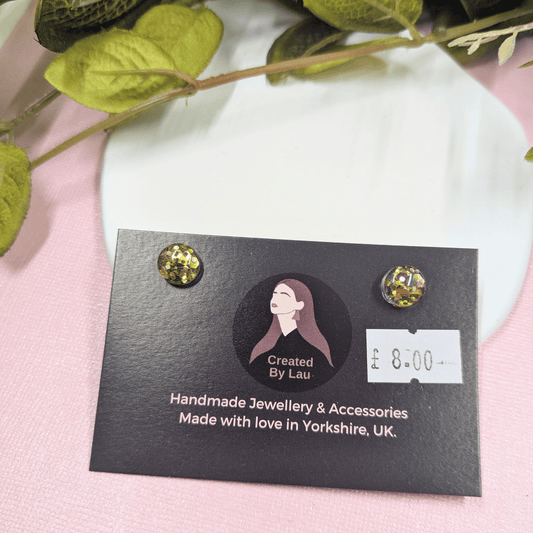 Bridget Old Gold Glitter Resin Stud Earrings