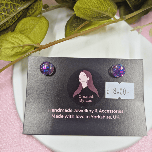 Bridget Purple & Royal Blue Glitter Small Resin Studs