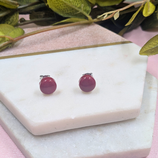 Bridget Ruby Red Small Resin Stud Earrings | Bold Colour Jewellery by Created By Lau