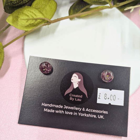 Bridget Sangria Glitter Resin Stud Earrings