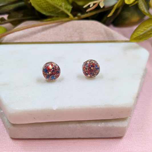 Bridget "The Study Mix" Small Resin Stud Earrings | Earthy Tones by Created By Lau