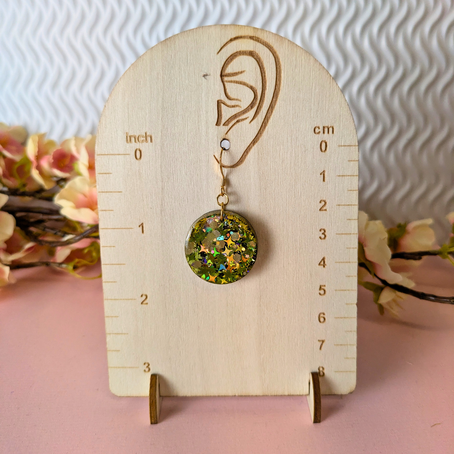 Ceres Circle Mystical Star Glitter Resin Dangle Earrings | Celestial Collection by Created By Lau