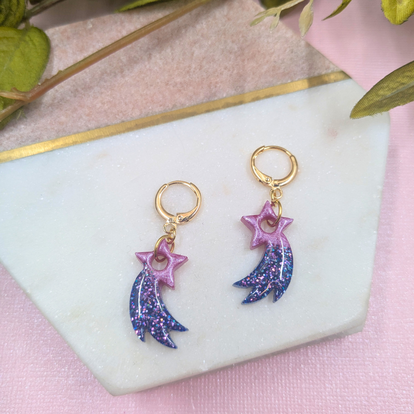 "Estrella" Navy Glitter & Pink Shooting Star Sleepers