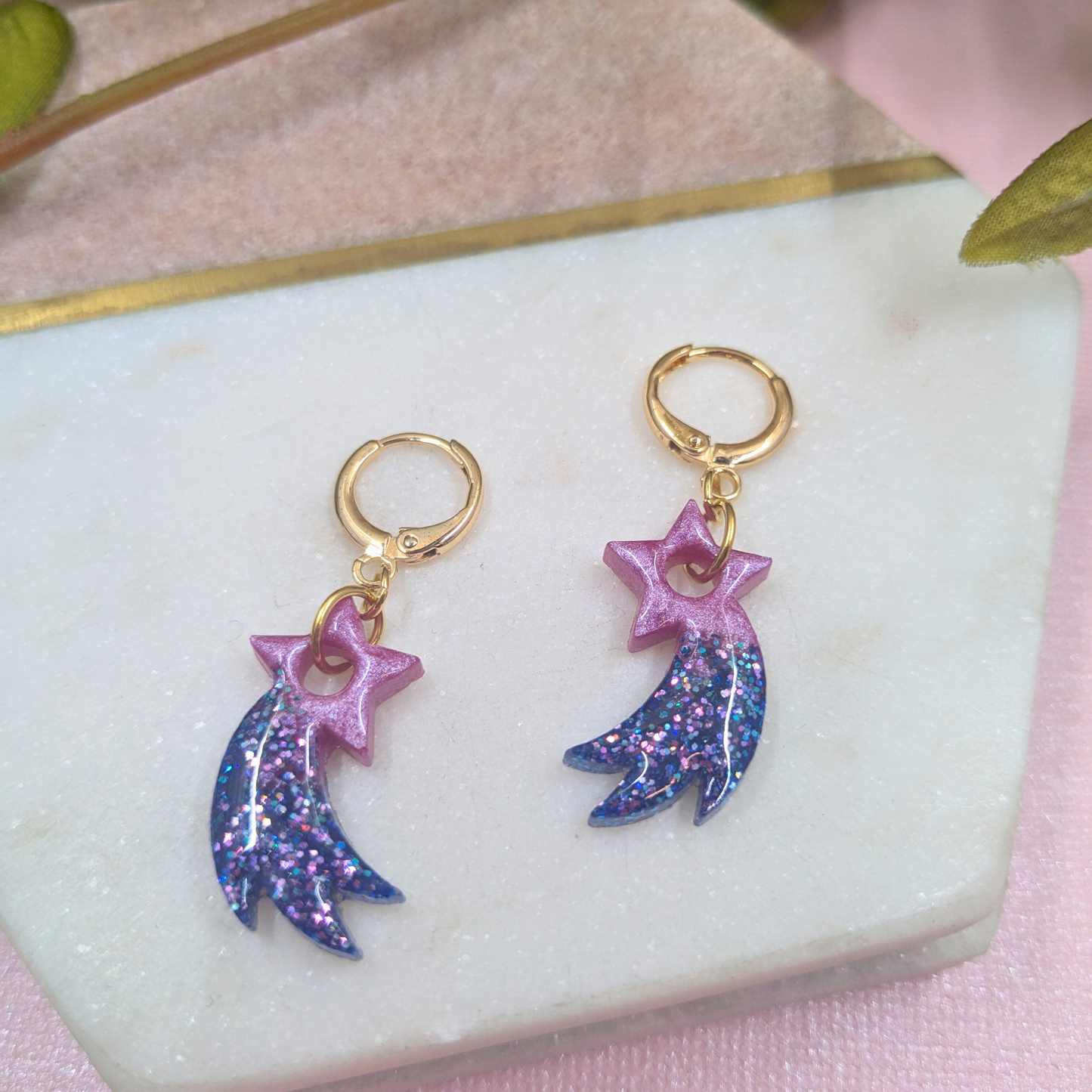 "Estrella" Navy Glitter & Pink Shooting Star Sleepers