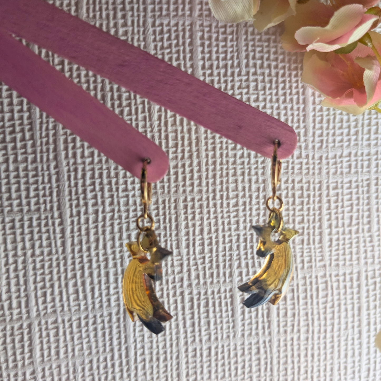 Estrella Tortoiseshell Shooting Star Sleeper Earrings - Gold Plated UK