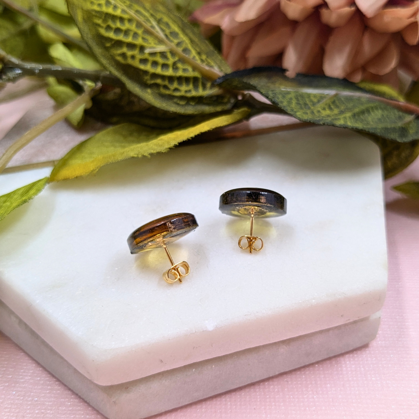 Kristen Tortoiseshell Effect Resin Stud Earrings