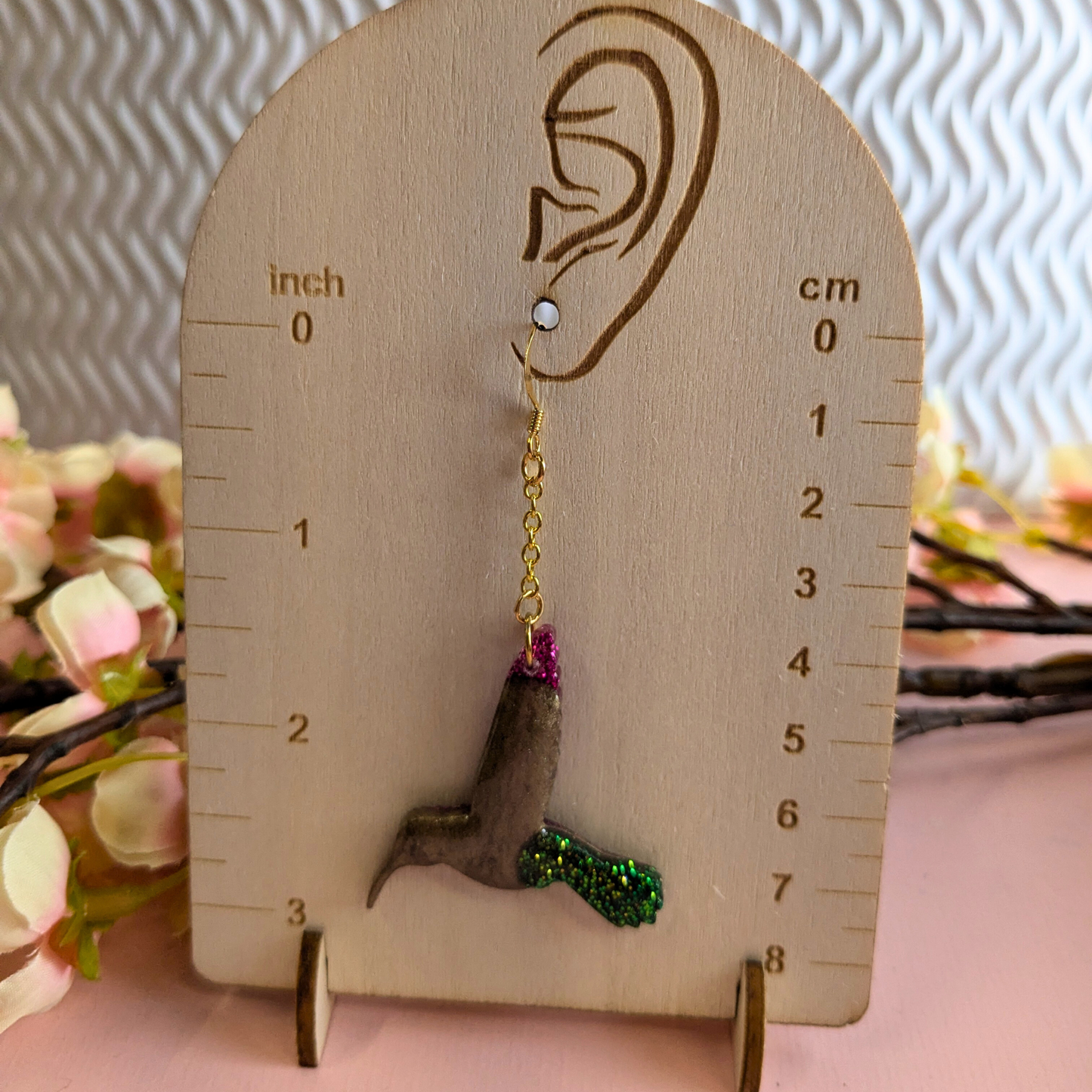 Meena Multi Coloured Hummingbird Chain Dangle Earrings