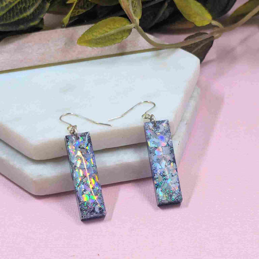 Odette Moon Mystical Dangle Earrings | Holographic Resin Jewellery by Created By Lau