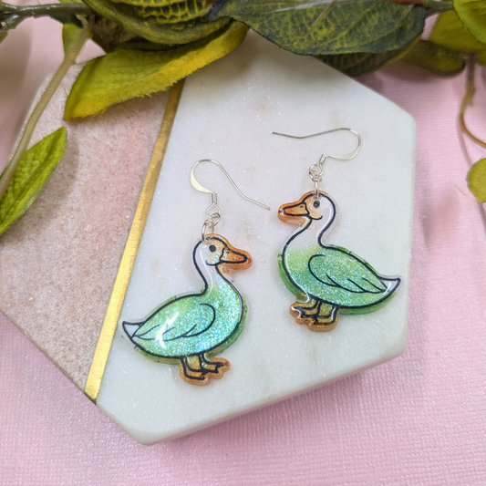Pepper Duck Resin Earrings | Exclusive Handmade Animal Jewellery by Created By Lau