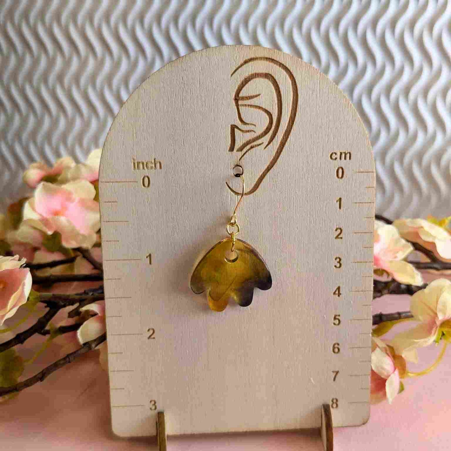Renee Tortoiseshell Petal Dangle Earrings - Handmade Resin UK