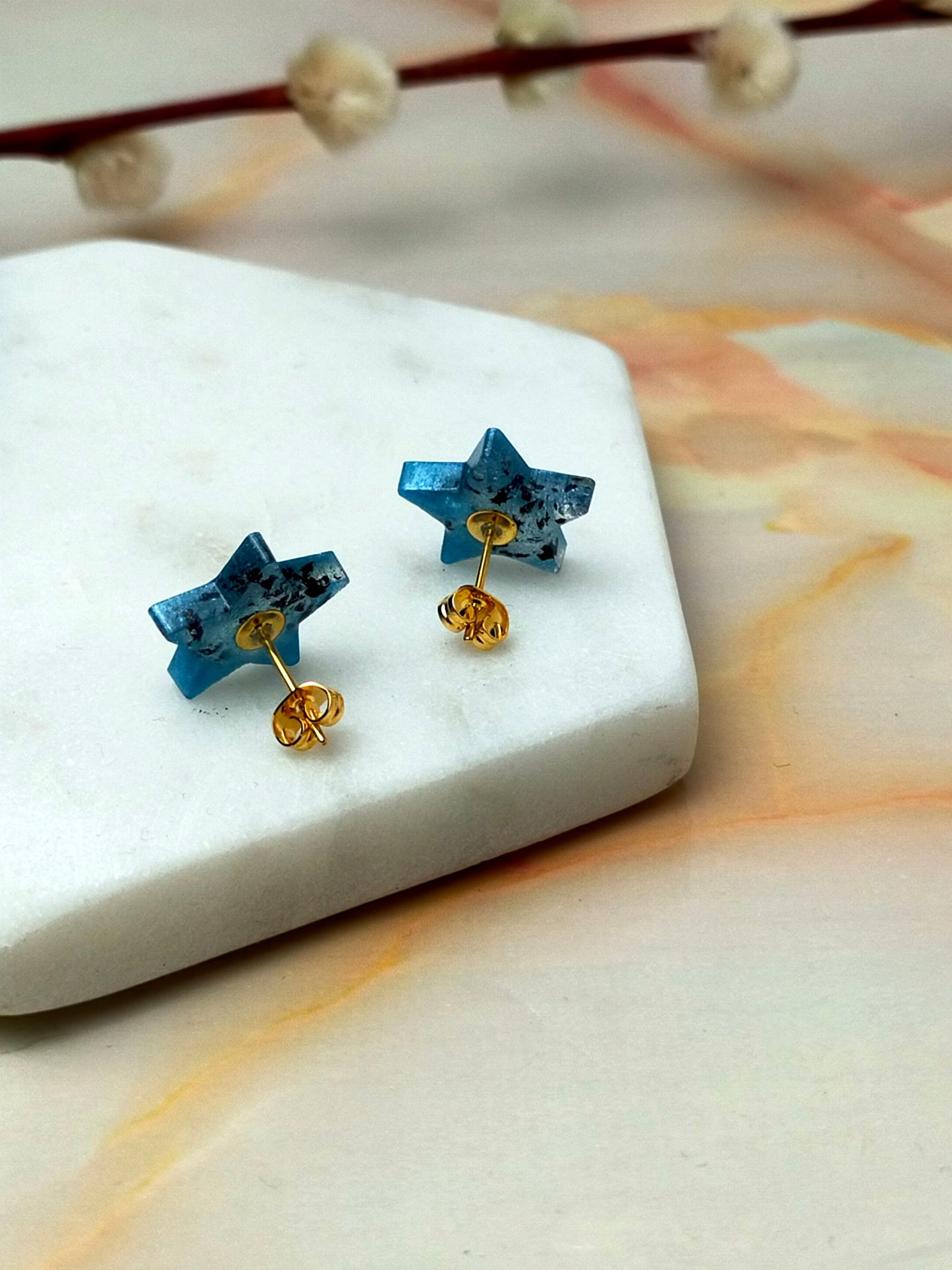 "Selene" Sky Blue Star Stud Earrings