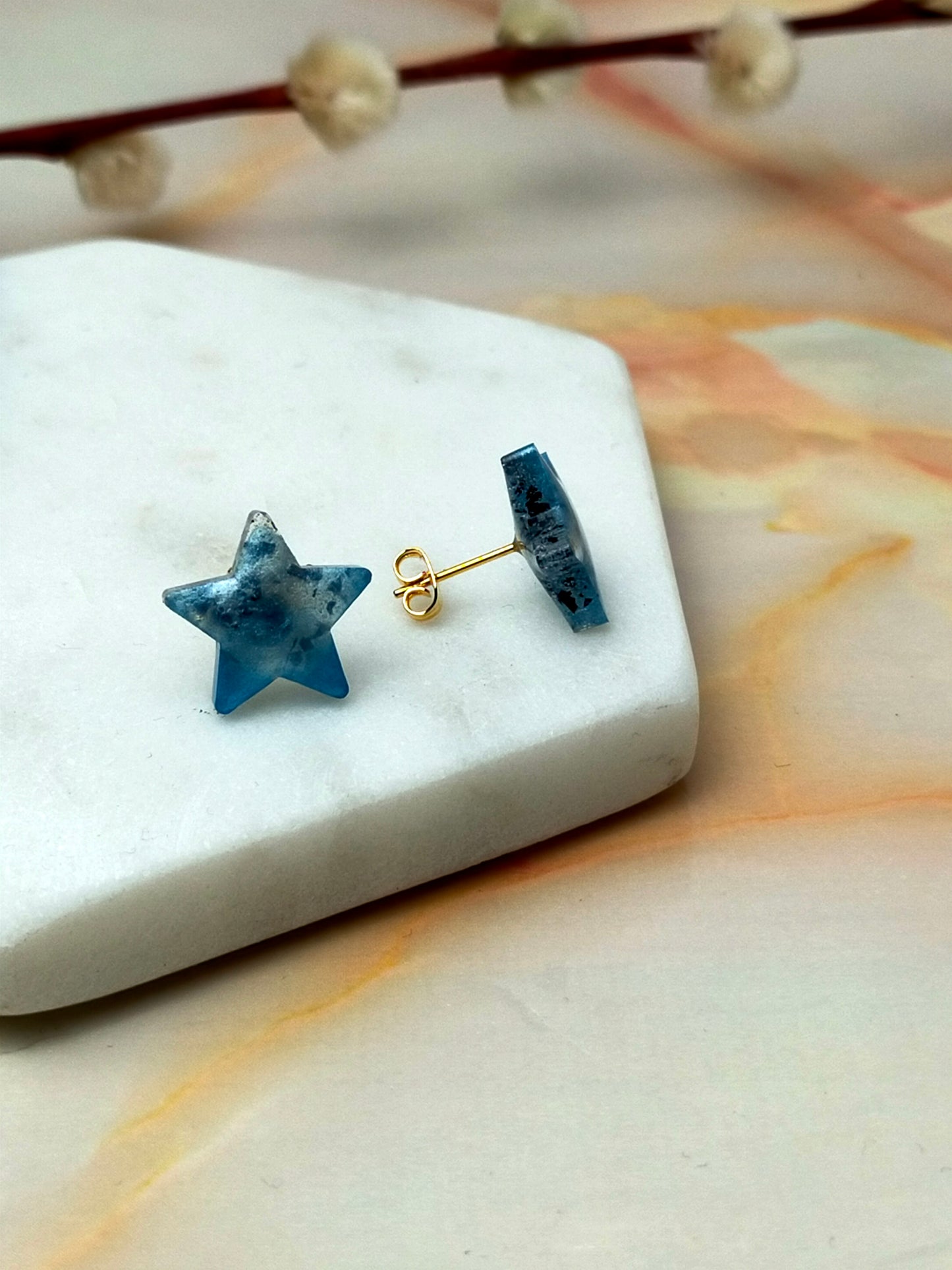 "Selene" Sky Blue Star Stud Earrings