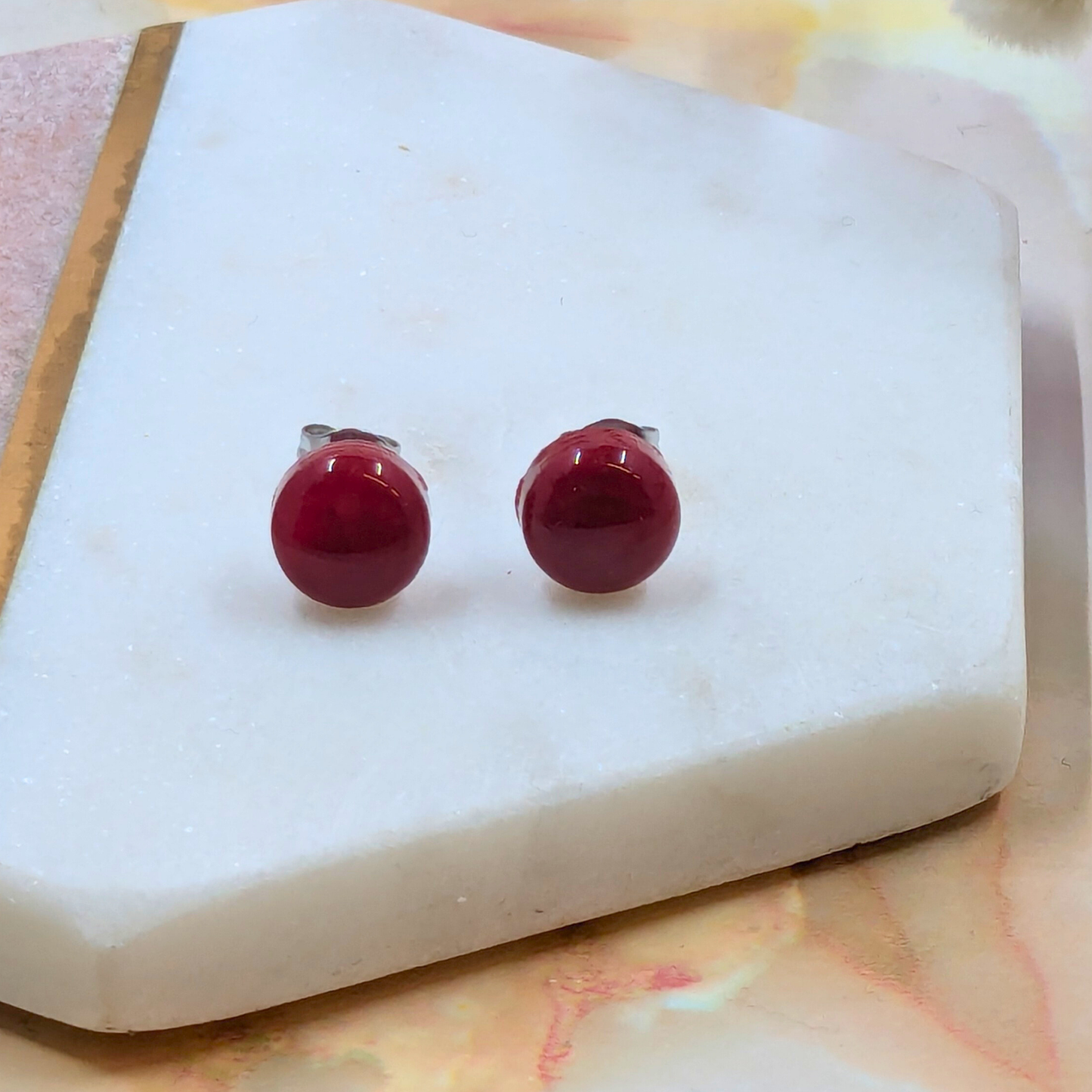 "Bridget" Small Resin Stud Earrings | Minimalist Handmade Jewellery