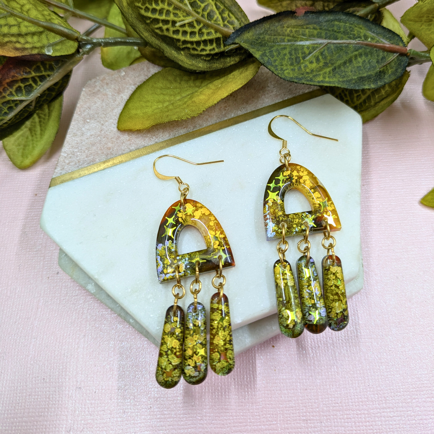 Jagger Celestial Sparkle Resin Dangle Earrings