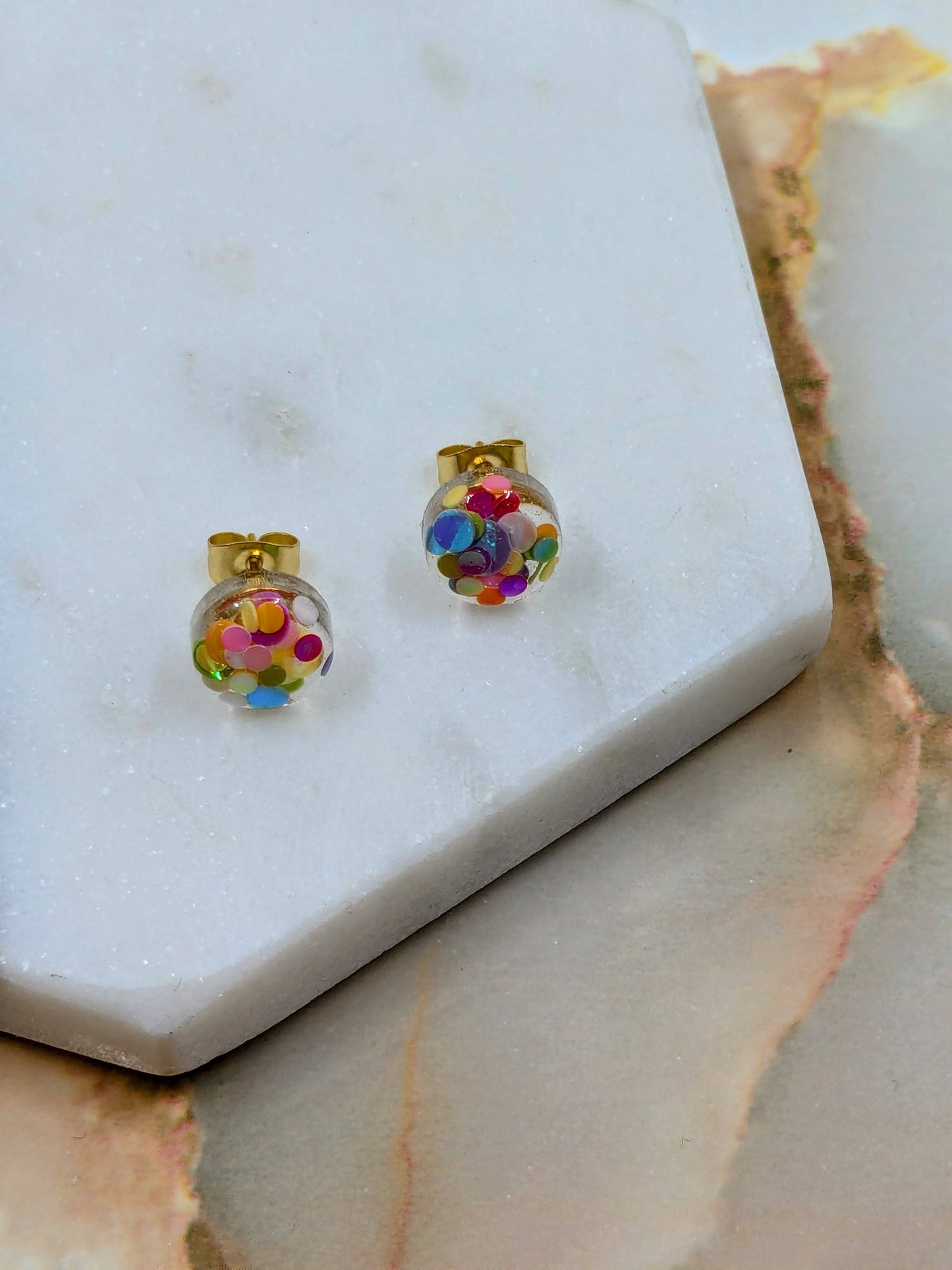 "Bridget" Small Resin Stud Earrings | Minimalist Handmade Jewellery