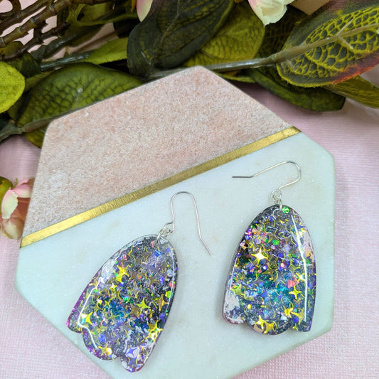 "Esme" Oval Wave Star Mystical Resin Earrings