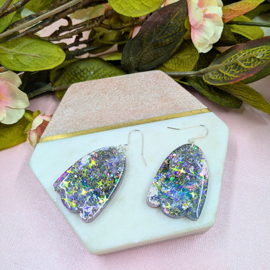 "Esme" Oval Wave Star Mystical Resin Earrings