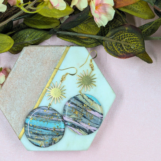 "Orla" Polymer Clay Circle with Sun Brass Connector