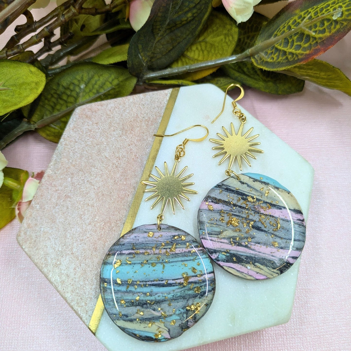 "Orla" Polymer Clay Circle with Sun Brass Connector