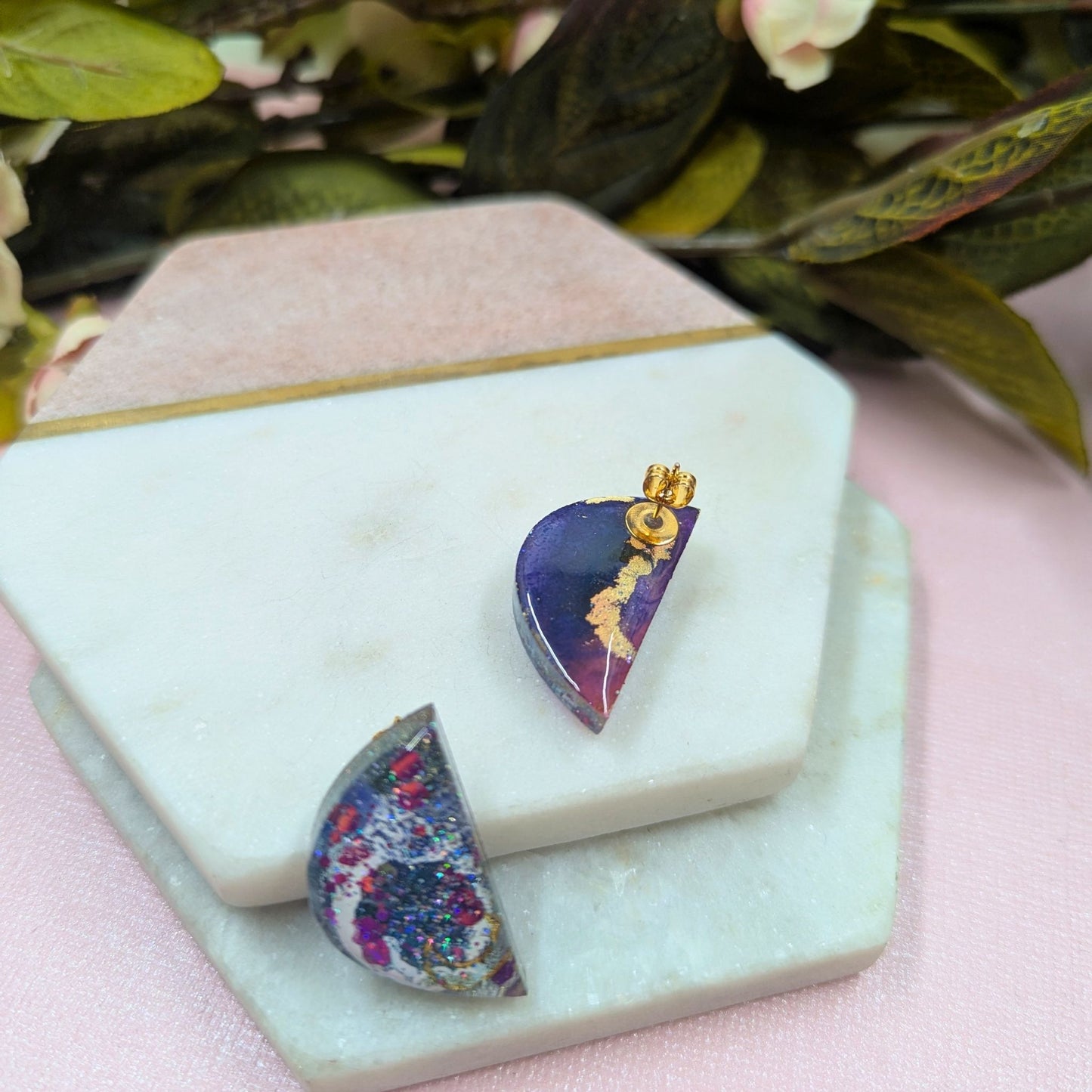 "Rogue" Semi Circle Mystical Moon Stud Earrings