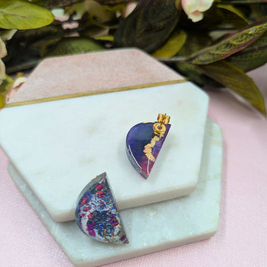 "Rogue" Semi Circle Mystical Moon Stud Earrings