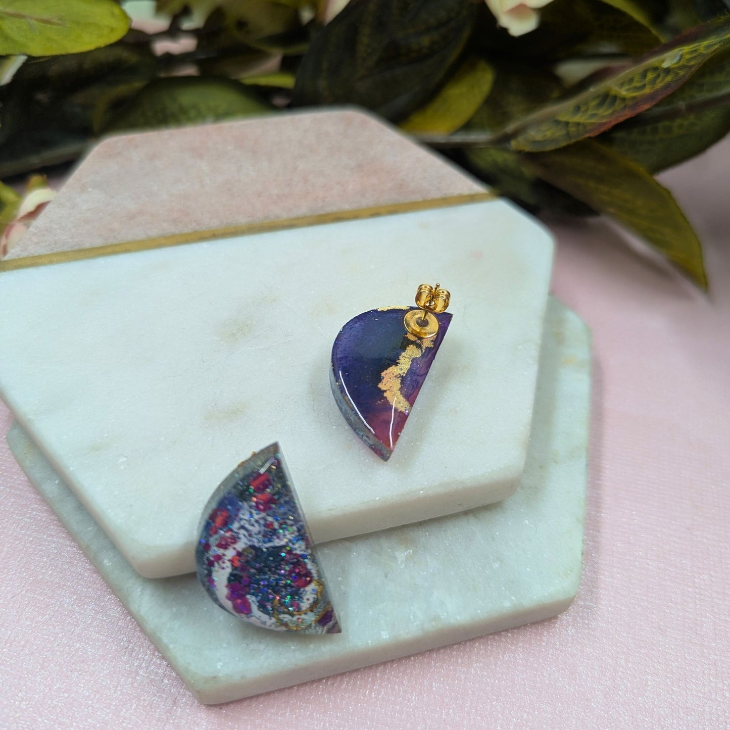 "Rogue" Semi Circle Mystical Moon Stud Earrings