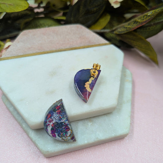 "Rogue" Semi Circle Mystical Moon Stud Earrings