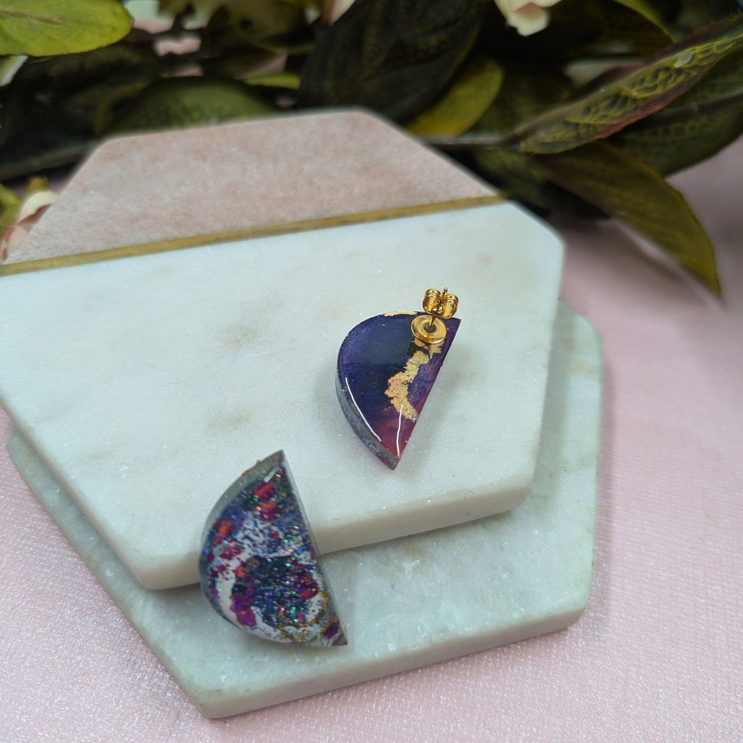 "Rogue" Semi Circle Mystical Moon Stud Earrings