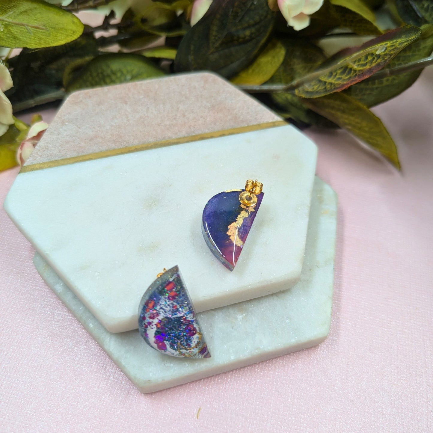 "Rogue" Semi Circle Mystical Moon Stud Earrings