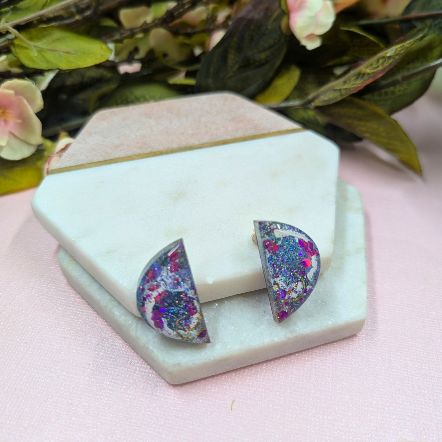 "Rogue" Semi Circle Mystical Moon Stud Earrings