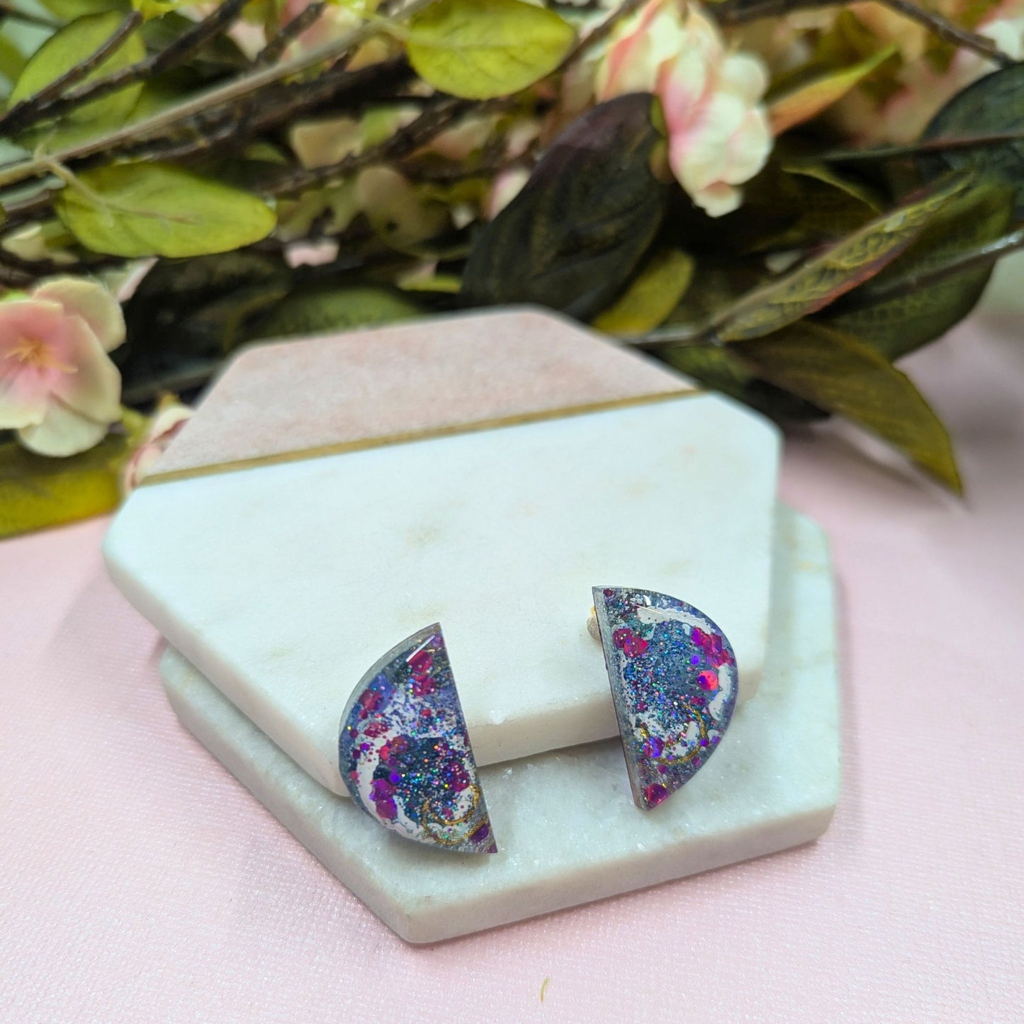 "Rogue" Semi Circle Mystical Moon Stud Earrings
