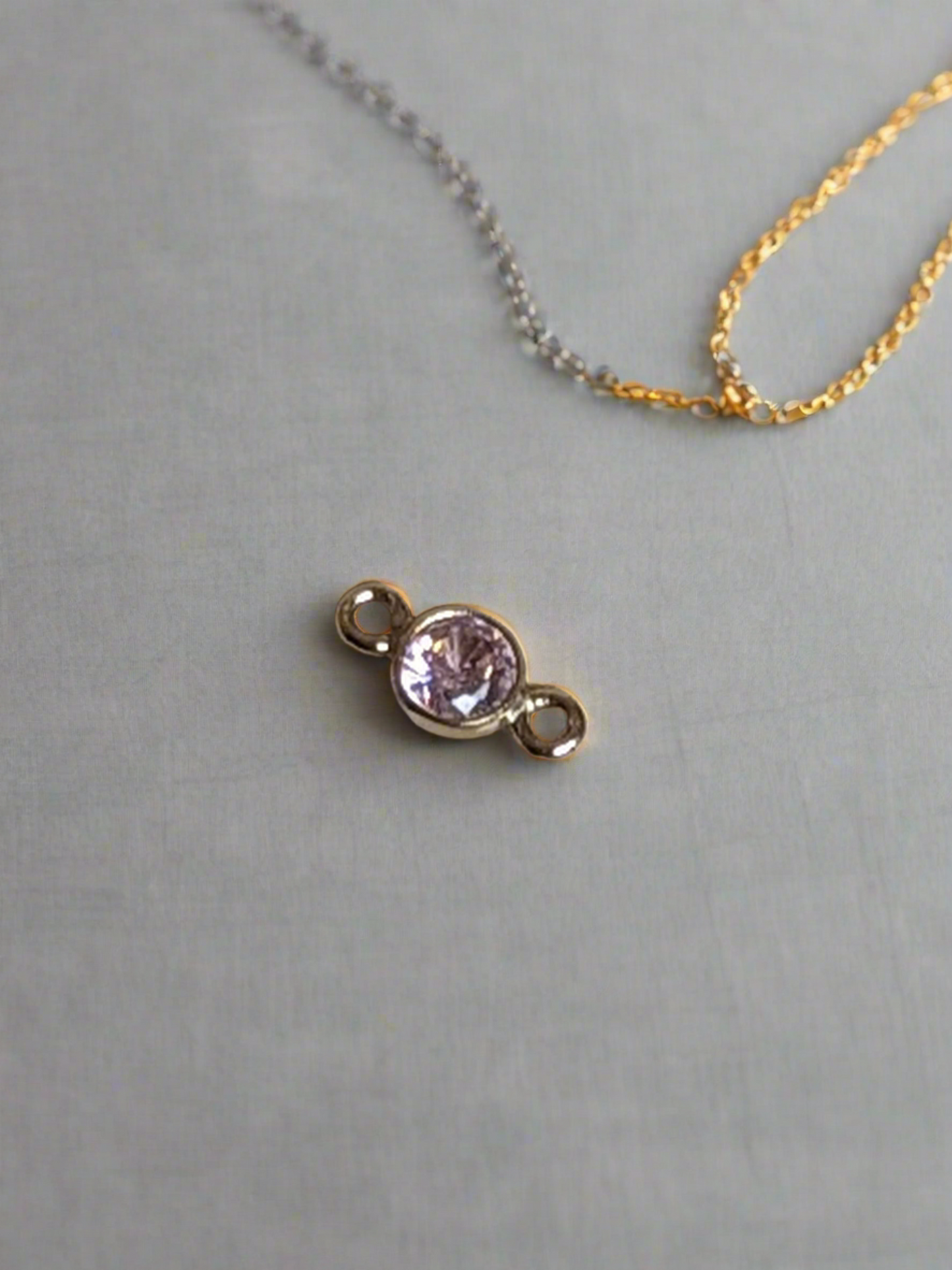 Gold Filled Pink Crystal Connector Charm